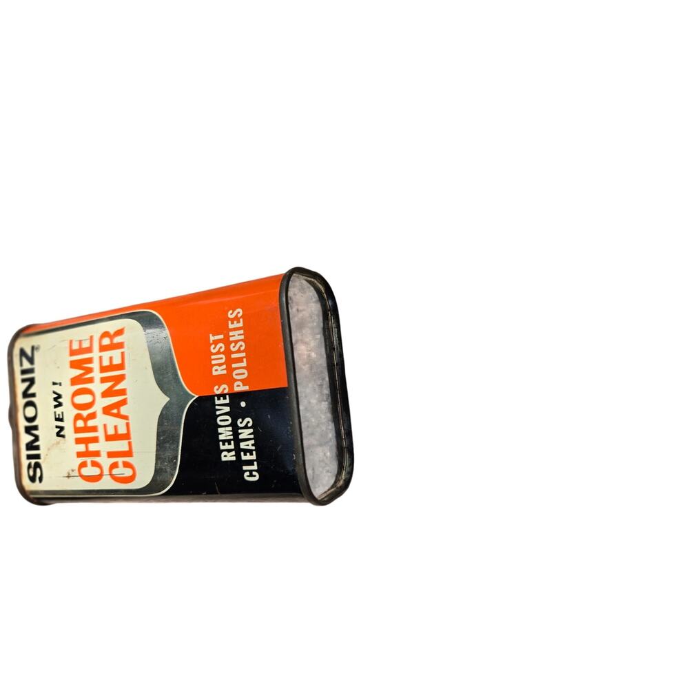 Vintage 1960s Simoniz Chrome Cleaner 8oz Tin Can Automotive Petroliana 1/4 full